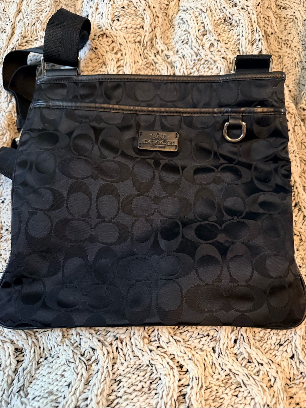 Coach Black Signature Jacquard Crossbody Messenger